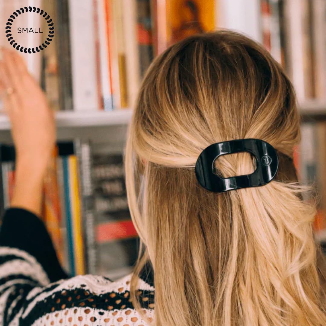 TELETIES - Small Flat Round Clip - Strong Grip, Bendable Teeth, Comfortable Curved Design - For Lying Down, Yoga, Driving & More - Ideal Beauty and Personal Care Teleties