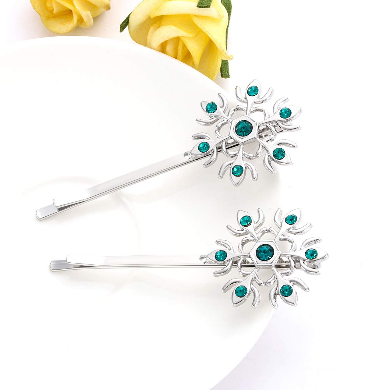 Christmas Bow Snowflake Hair Clip Hairpin Festive Gift Bows Rhinestone Snowflake Alligator Clips Xmas Holiday Party Hair Accessories Gift (Snowflake)