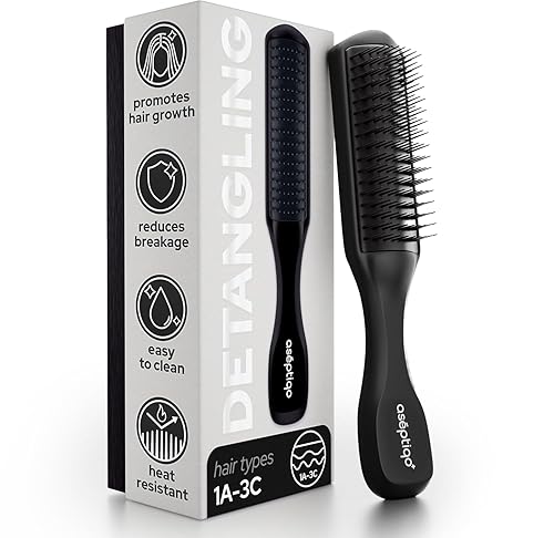 Aséptiqo Brush - Premium Detangling Hair Brush, Compact & Easy to Clean Multi Purpose HairBrush for Men, Women, Kids - Ideal for Straight to Wavy