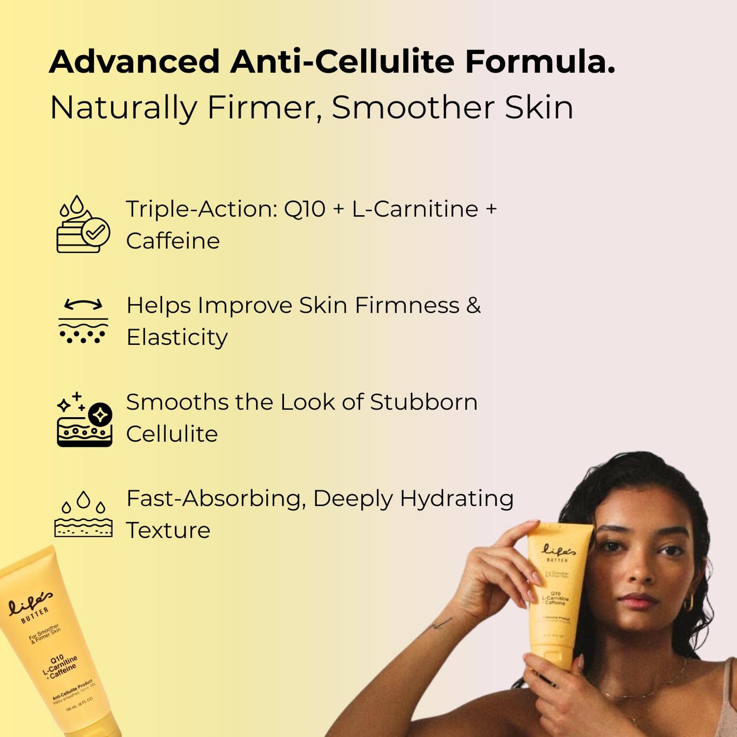 Life's Butter Anti-Cellulite Cream - 100% Natural - Made in USA - Cruelty-Free - Hypoallergenic - Best Cellulite Reduction - Skin Firming + Tightening