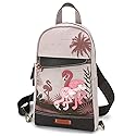 CHALA Canvas Sling Bag Women RFID Protected Canvas Crossbody Backpack with Adjustable Strap (Flamingo Group - Gray)