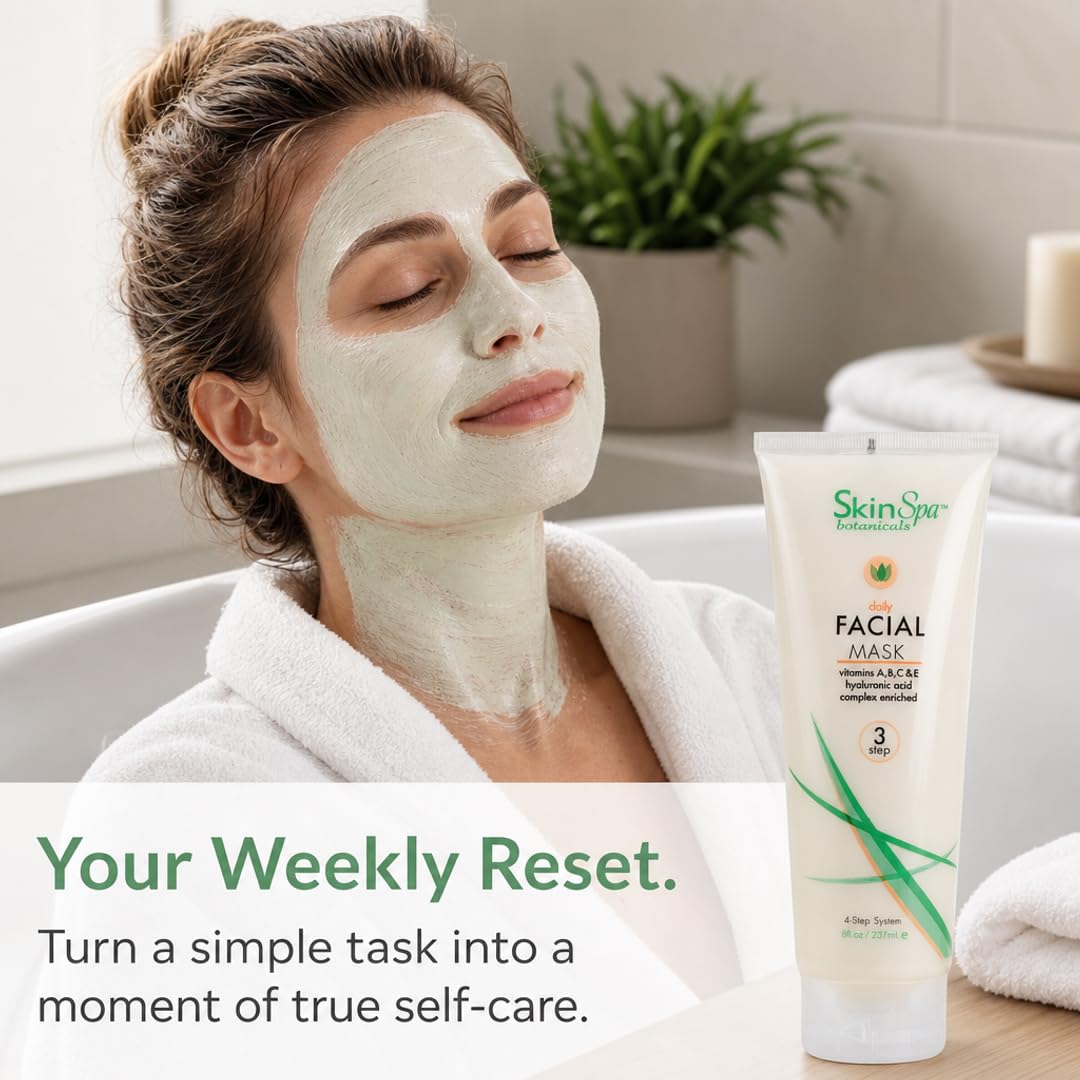 SkinSpa Clay Face Mask - Bentonite Clay & Hyaluronic Acid Deep Pore Cleansing Mask | Vitamin A, C & E Complex | For Oily, Sensitive & Dull Skin |