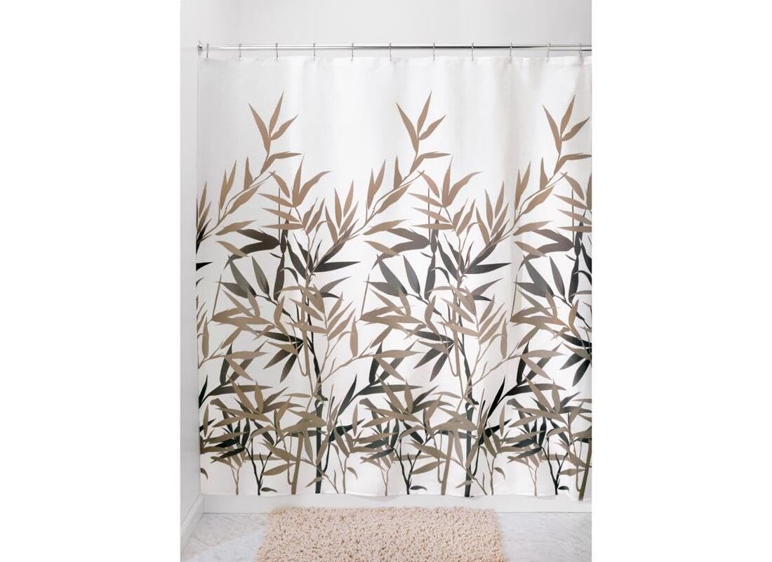 iDesign Anzu Fabric Shower Curtain Water-Repellent and Mold- and Mildew-Resistant for Master, Guest, Kids', College Dorm Bathroom, 72" x 72", Black…