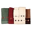 H HIEND ACCENTS Paseo Road Rustic Star 3 Piece Western Rustic Bathroom Towel Set, Cream Cabin Themed Towels with Star Embroidery, Lodge Bath Towel…