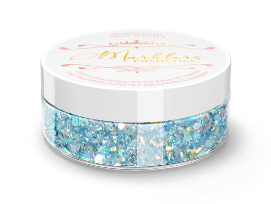 MARBLERS Mixed Shaped Face & Body Glitter [Blue] 0.18oz (5g) | Chunky | Chopped | Flake | Non-Toxic | Vegan | Cruelty-Free | Festival, Rave & Party