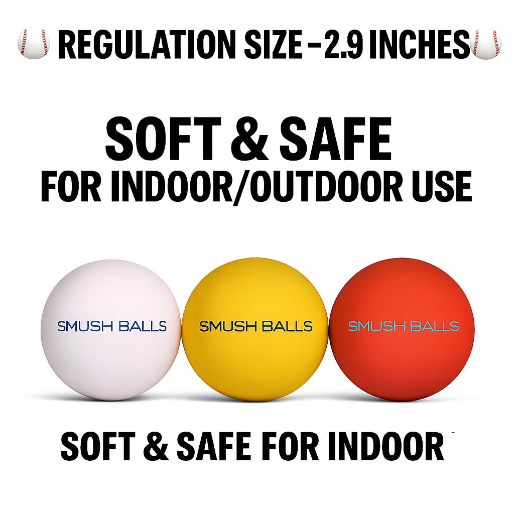 SMUSH BALLS Smushballs The Ultimate Anywhere Batting & Fielding Practice Foam Ball for Baseball/Softball Training (12 Balls)