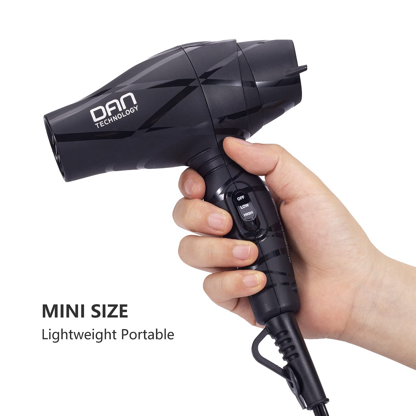 Portable Mini Blow Dryer with Concentrator&Diffuser, with Nozzle Attachment Ceramic,Lightweight Travel Hair Dryer, 2 Heat Settings