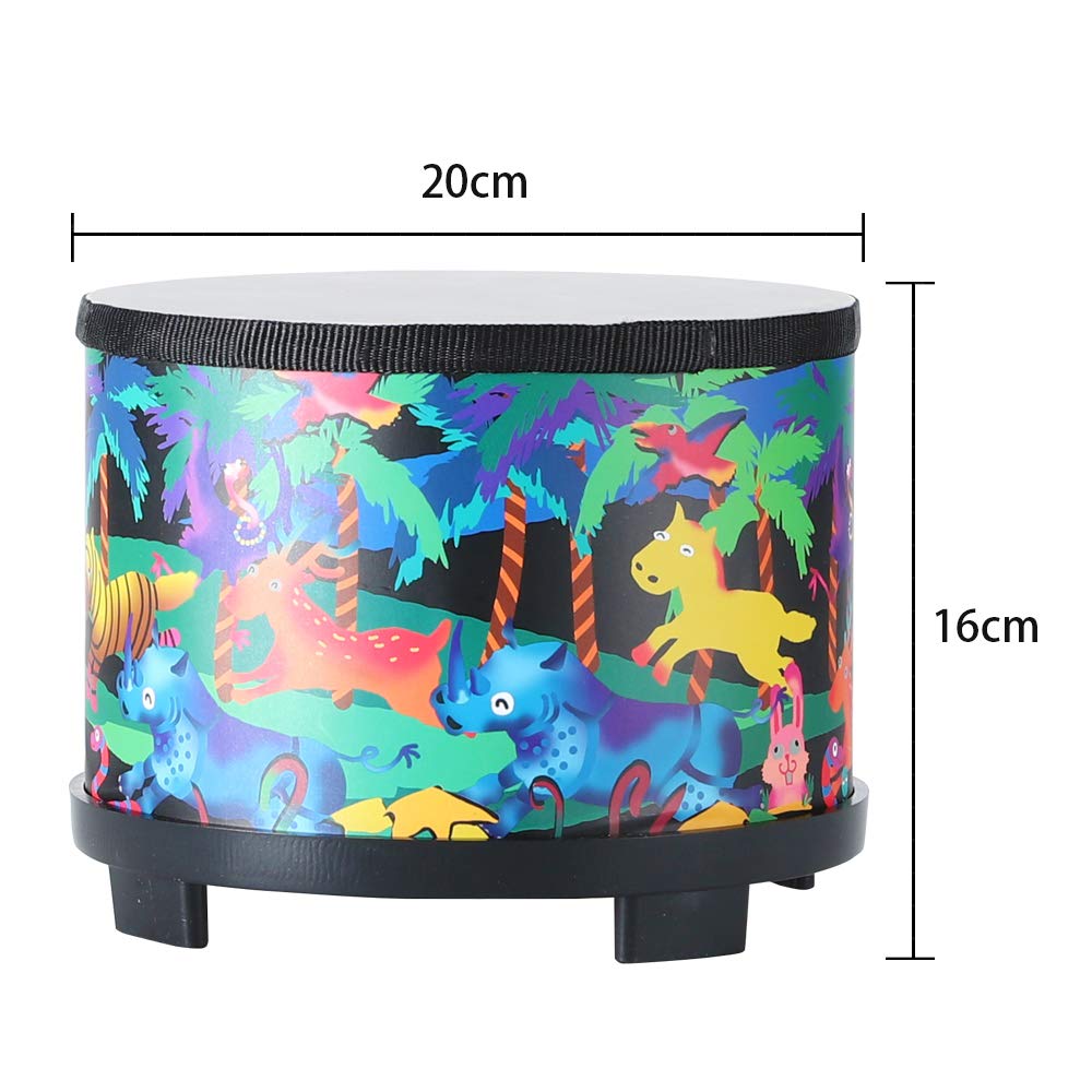 Ubblove 8" Floor Tom Drum for Kids – Percussion Music Toy with 2 Mallets, Black, Perfect Birthday & Christmas Gift for Children