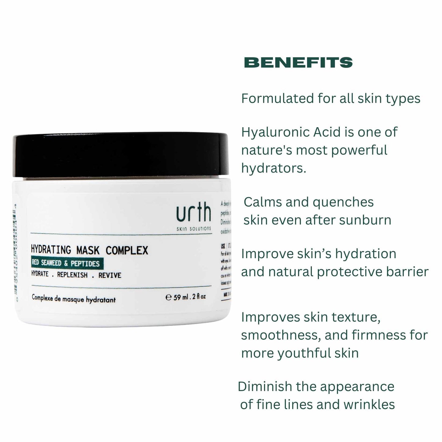Urth Skin Solutions Hydrating Mask for Men, 2 oz - Anti Aging Hydrating Gel with Peptides, Argireline, Botanical Extracts, Vitamins, Restore