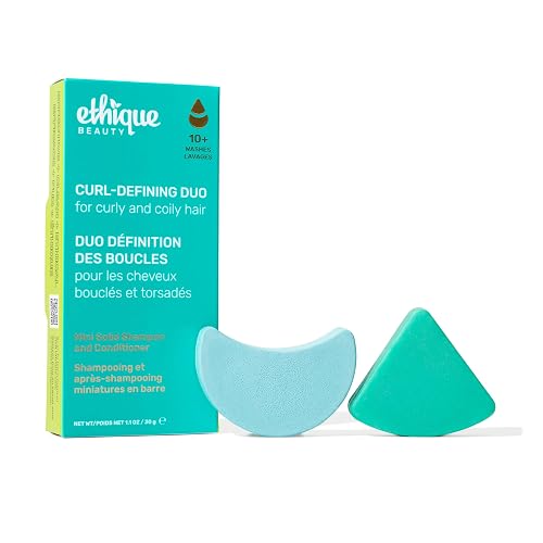 Ethique Beauty Mini Sampler Solid Shampoo & Conditioner Bar Set - Curl-Defining Shampoo & Conditioner with Shea Butter - Plastic-Free, Cruelty-Free