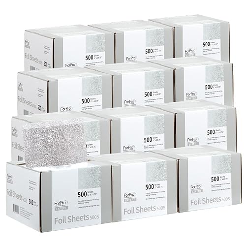 ForPro Professional Collection Expert Embossed Foil Sheets 500S, Aluminum, Pop-Up Foil Dispenser, Hair Foils for Color Application & Highlighting