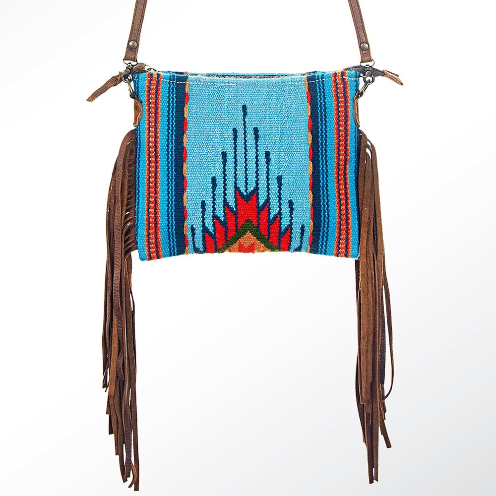 American Darling CrossBody Bag Saddle Blanket Fabric Genuine Leather Western Women Handbag Purse | for Cute Travel