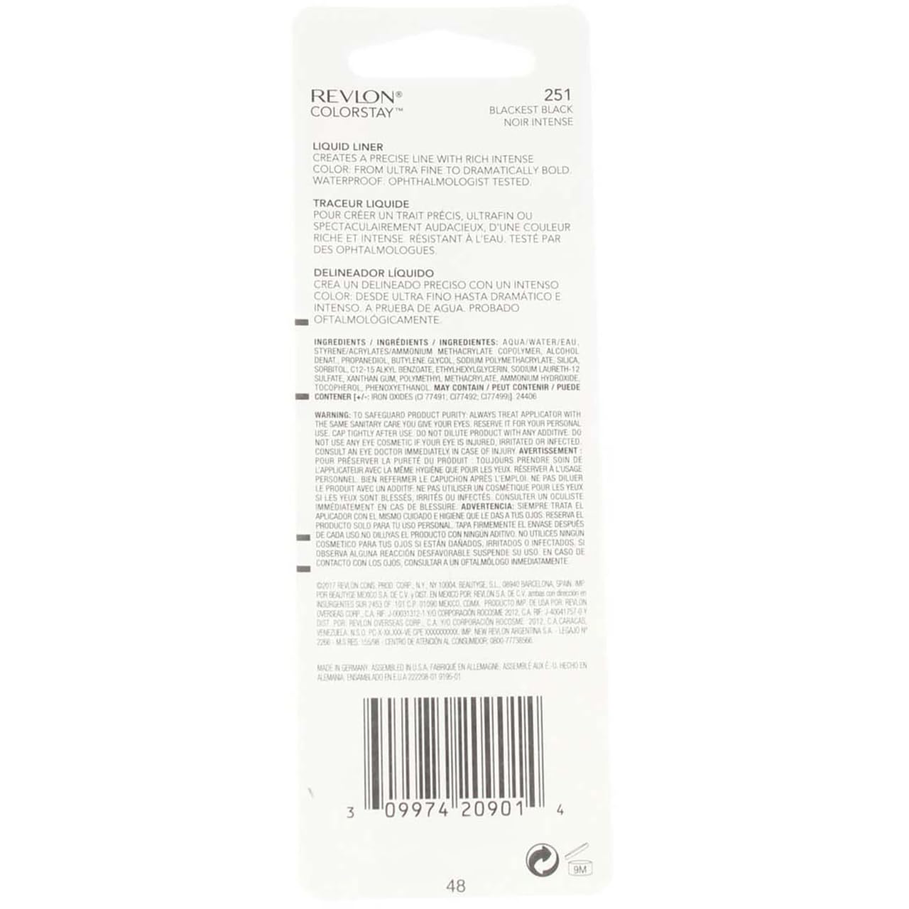 Revlon ColorStay Liquid Liner Eye Makeup, Blackest Black [251], 0.08 oz (Pack of 2)