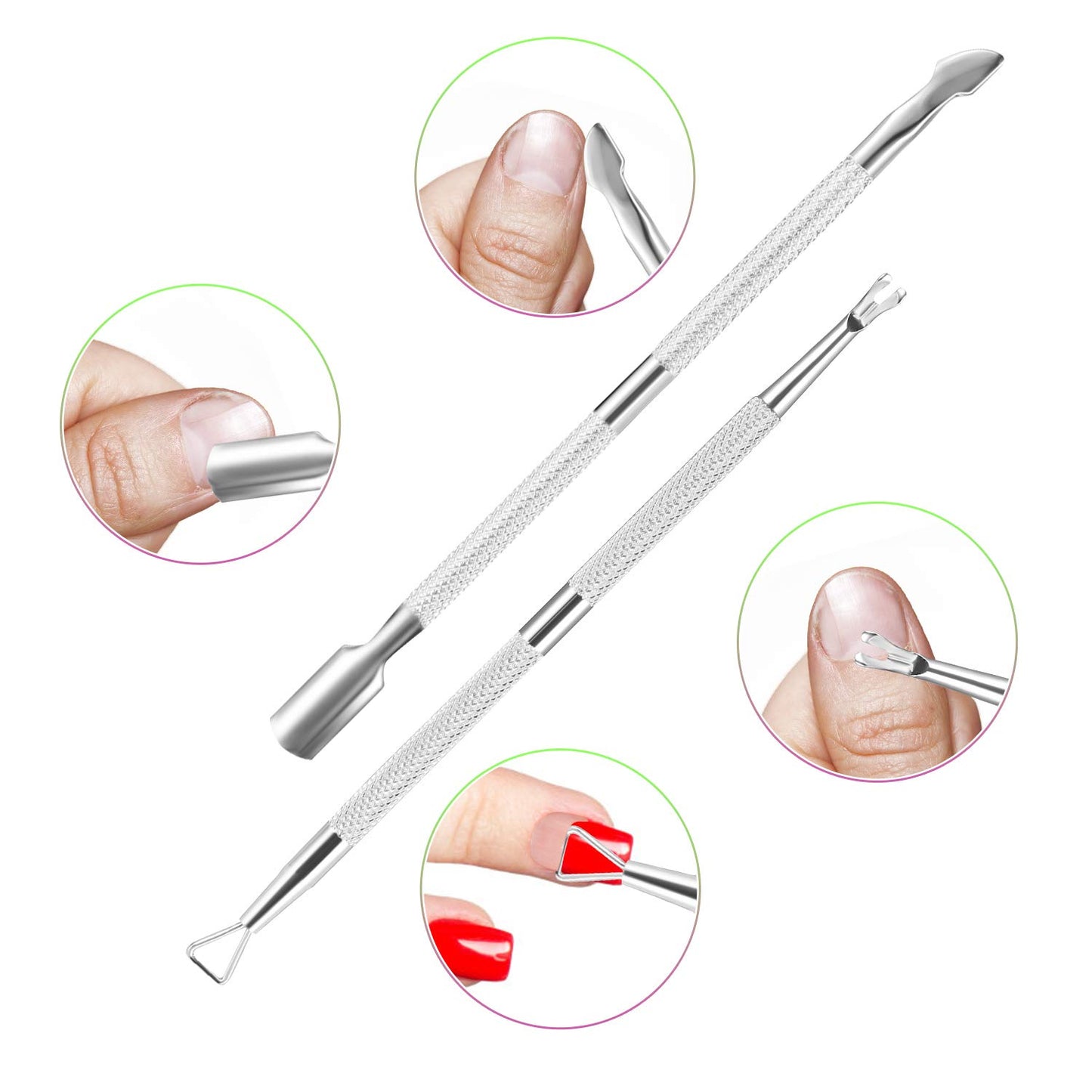 Cuticle Trimmer Cuticle Remover with Cuticle Pusher, XUNXMAS Professional Stainless Steel Durable Pedicure Manicure Tools Cutter Nipper Scissor