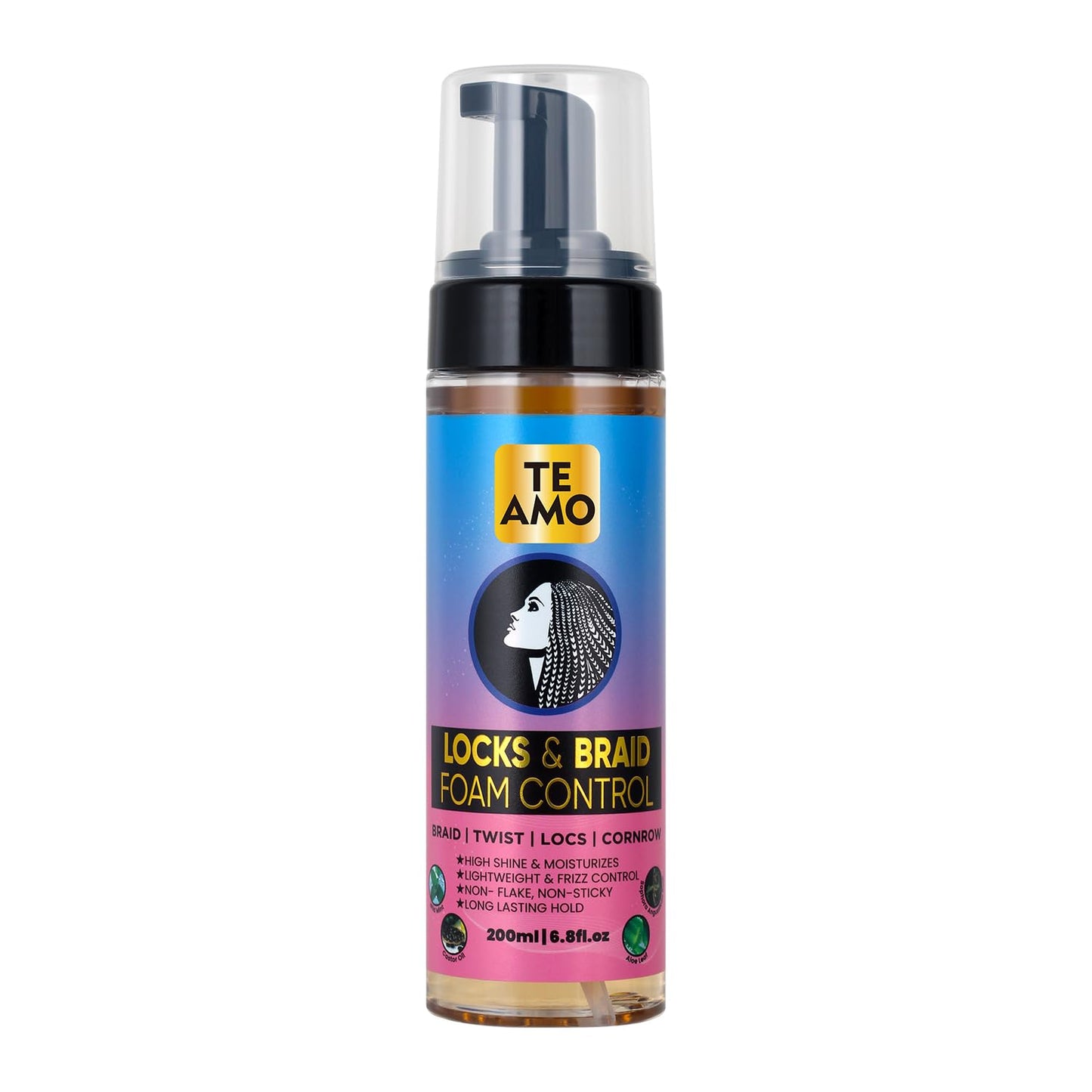 Te Amo Locks & Braid Foam Control - Long-Lasting Braid Foam for braiding | No Frizz or Fraying | Moisturizes & Seals Braids, Locs, Twists & Cornrows