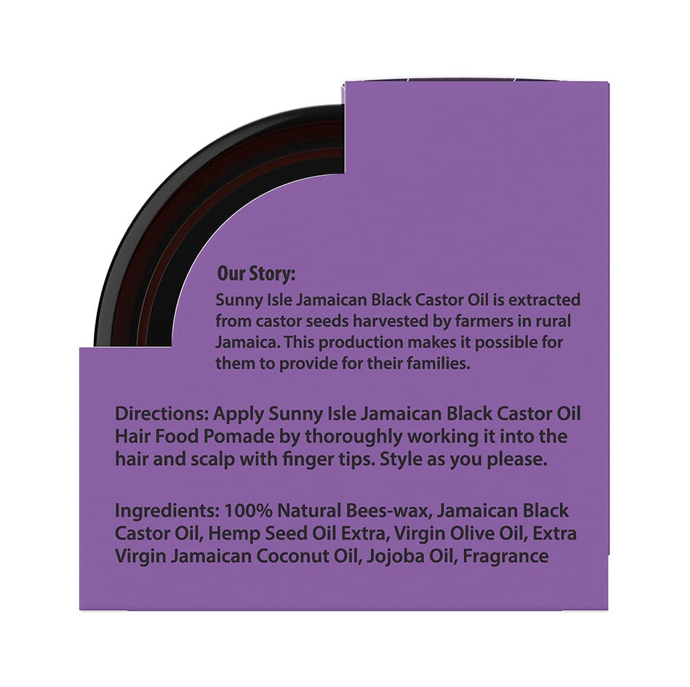 Sunny Isle Jamaican Black Castor Oil Lavender Hair Food Pomade, 4 oz | For Dry Scalp, Hair Breakage, Split Ends, Frizz Control & Dandruff