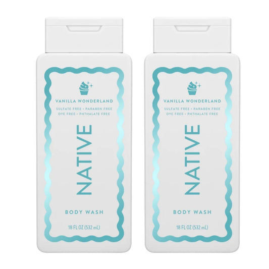 Native Vanilla Wonderland Body Wash, Holiday Limited Edition, Sulfate & Paraben Free, 18 fl oz, Set of 2 Beauty & Personal Care Native