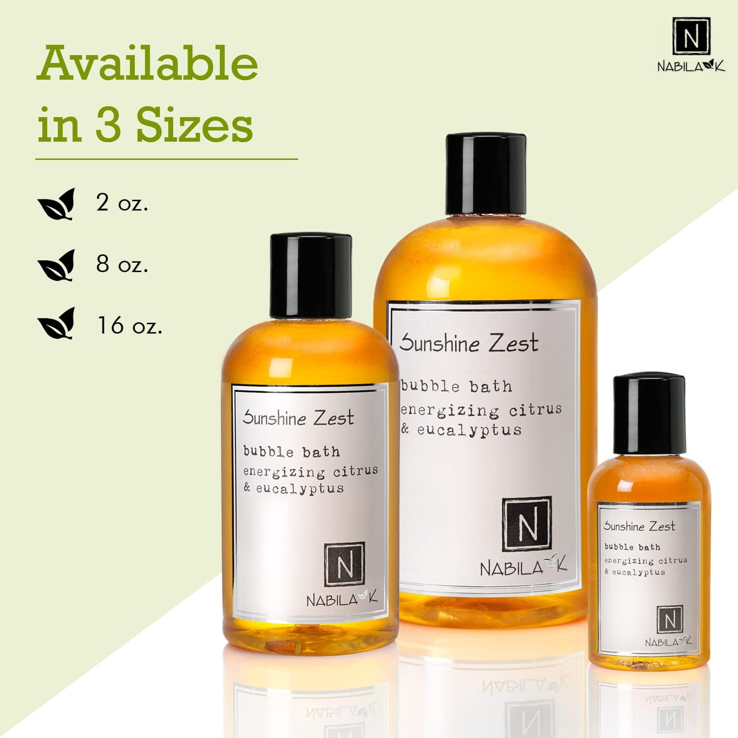 Sunshine Zest Travel Size Bubble Bath with Citrus & Eucalyptus Scent by Nabila K - Essential Oils, Natural Ingredients for Sensitive Skin, Gentle