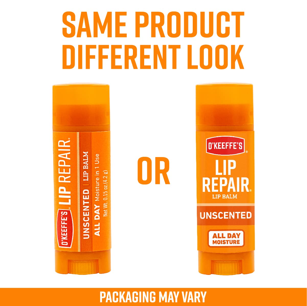 O'Keeffe's Unscented Lip Repair Lip Balm for Dry, Cracked Lips, Stick, (Pack of 4)