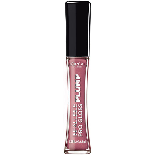 L'Oreal Paris Infallible Pro Gloss Plump Lip Gloss with Hyaluronic Acid, Long Lasting Plumping Shine, Lips Look Instantly Fuller and More Plump, Mauve