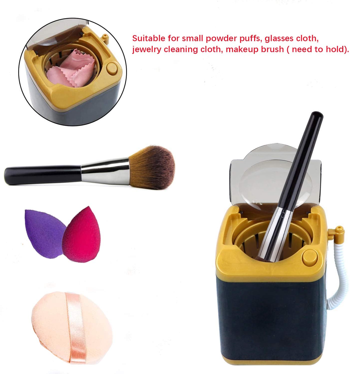 AUEAR, Makeup Brush Sponge Washing Machine Cleaner Device Plastic Automatic Cleaning (Black, Comes with Bucket)