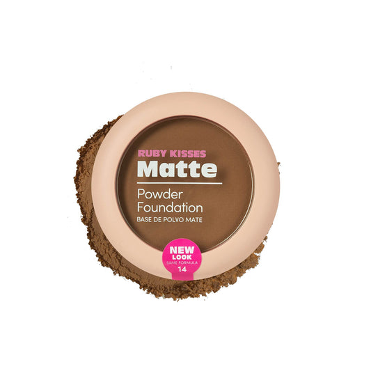 Ruby Kisses Face Powder Foundation, Pressed Compact Makeup Setting Powder, Full Coverage Matte Lightweight, Long-Lasting, Perfect Finishing Powder, Convenient, Sponge & Mirror Included (Chestnut)