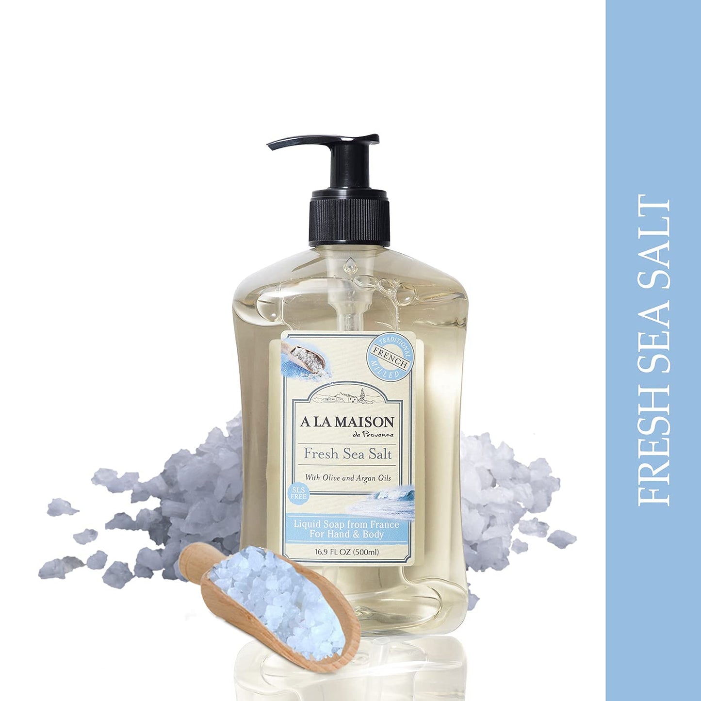 A LA MAISON French Liquid Hand Soap, Fresh Sea Salt - Natural Hand Wash Made with Essential Oils - Biodegradable, Plant-Based, Vegan, Cruelty-Free