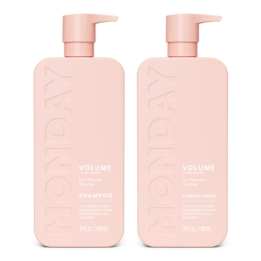 MONDAY HAIRCARE Volume Shampoo + Conditioner Set (2 Count) 27 oz. For Thin, Fine, and Oily Hair Made with Coconut Oil, Ginger Extract, and Vitamin E