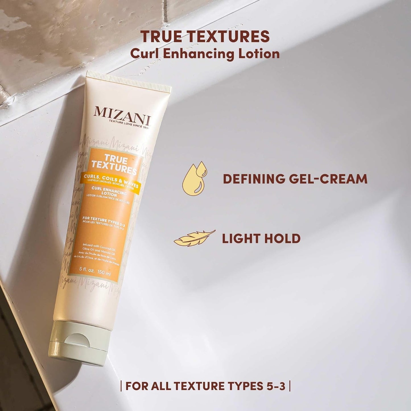 Mizani True Textures Curl Enhancing Lotion - Leave In Curl Cream for Curly Hair with Coconut Oil & Olive Oil, Frizz Control, Adds Hair Shine, No