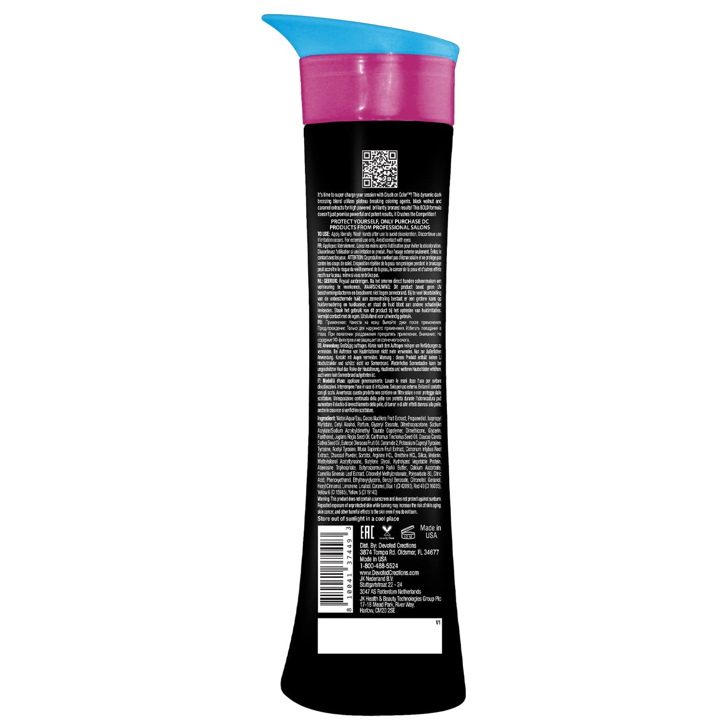 Devoted Creations Crush On Color Tanning Lotion - Super Charged Dark Bronzer - Instant Color Technology - Power Packed with Carrot Oil, Acai Berry