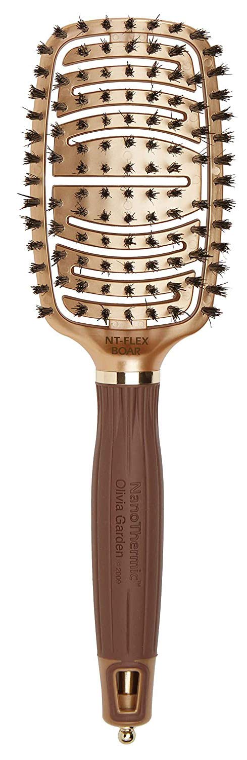 Olivia Garden NanoThermic Ceramic + Ion Flex Scalp-Hugging & Vented Hair Brush NT-FLEXBR (Boar)