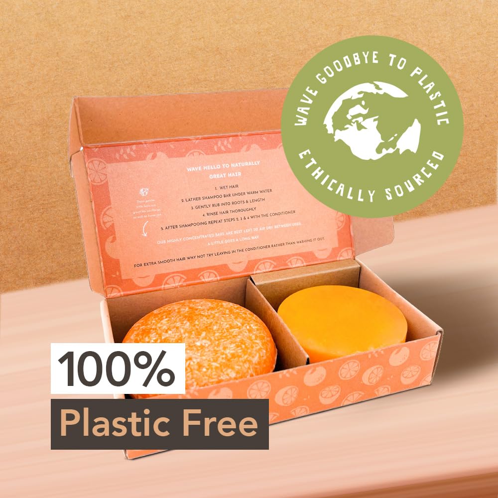Shampoo and Conditioner Bar, Fresh Citrus - Sulfate Free Solid Shampoo and Conditioner Bars Set, Vegan Hair Care for All Hair Types, Long Lasting (120