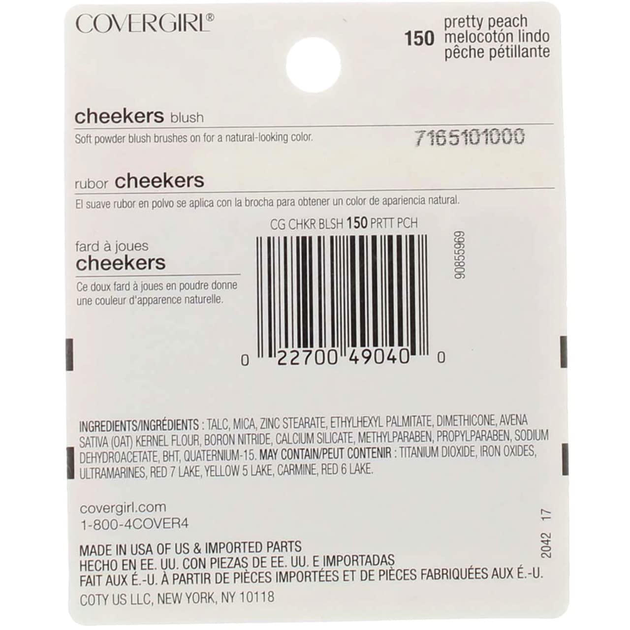 CoverGirl Cheekers Blush, # 150 Pretty Peach, 0.12 Ounce