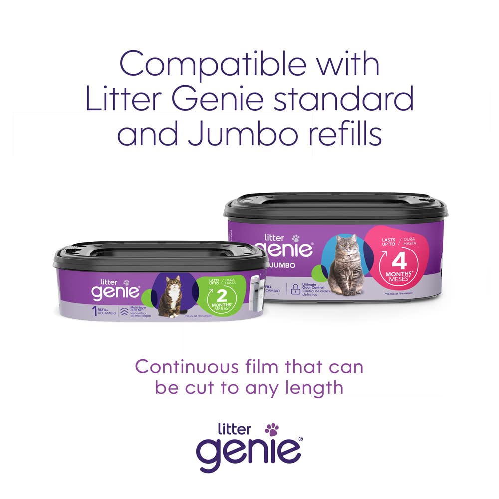 Litter Genie Plus Pail (Silver) | Cat Litter Box Waste Disposal System for Odor Control | Includes 1 Square Refill Bag