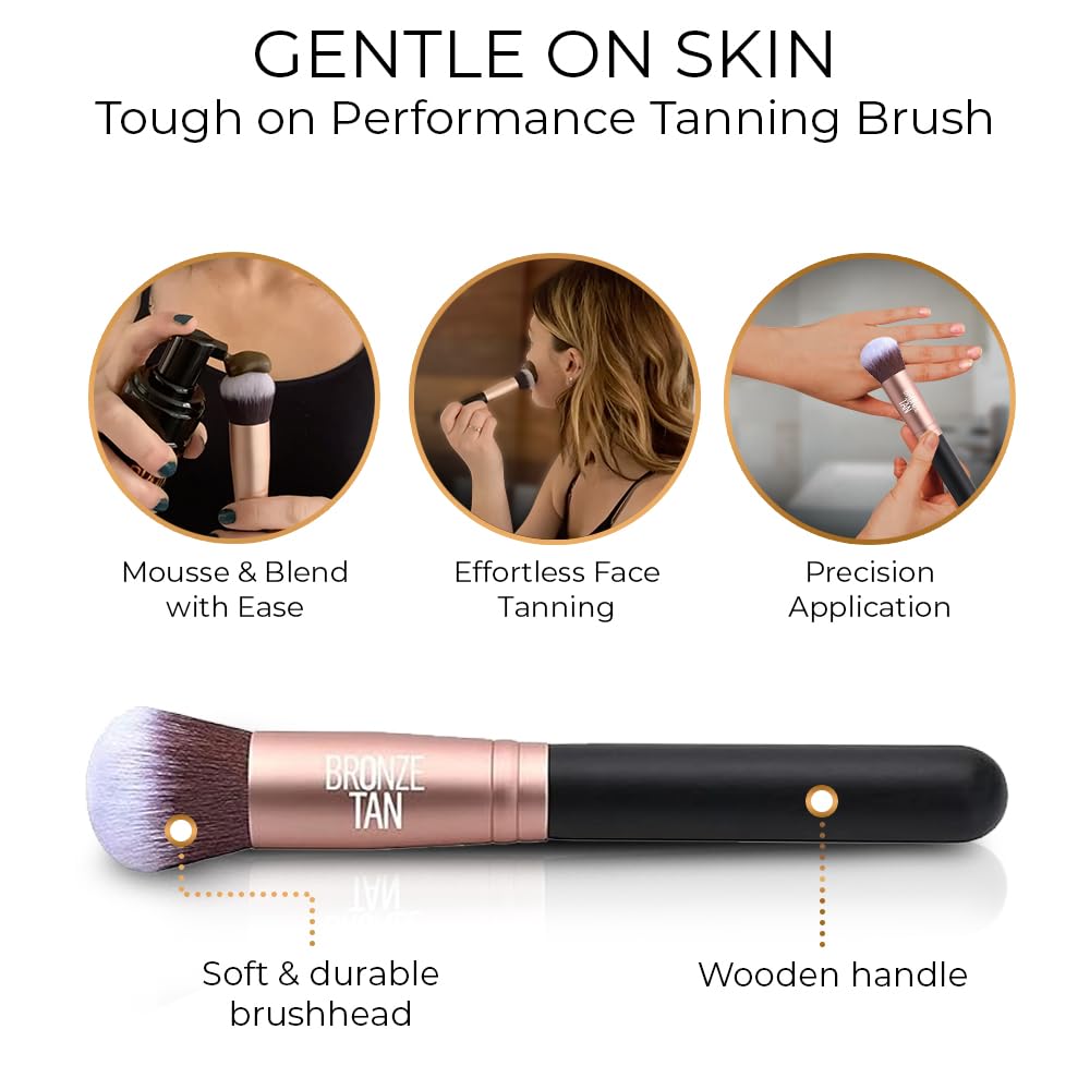 Bronze Tan Self Tanning Brush for Face and Kabuki Self Tanner Brush for Sunless Tanner - Self Tan Applicator for Face - Self Tanning Face Brush