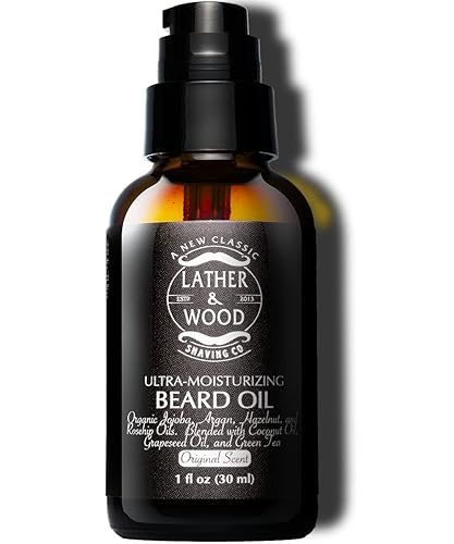 Lather & Wood Beard Oil For Men - Premium Blend - Spill-proof Pump - Original Scent - 1oz