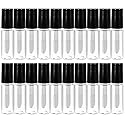 Beautyflier 20 Pack 1.5 ml Empty Lip Gloss Tubes Containers Clear Mini Refillable Lip Balm Bottles with Rubber Inserts for Lipstick Samples Travel DIY