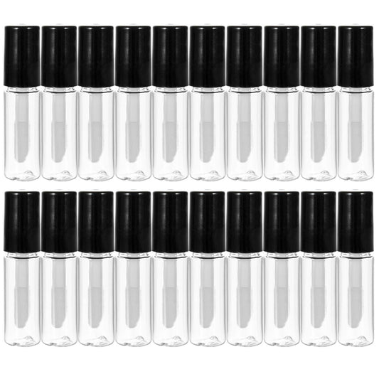 Beautyflier 20 Pack 1.5 ml Empty Lip Gloss Tubes Containers Clear Mini Refillable Lip Balm Bottles with Rubber Inserts for Lipstick Samples Travel DIY