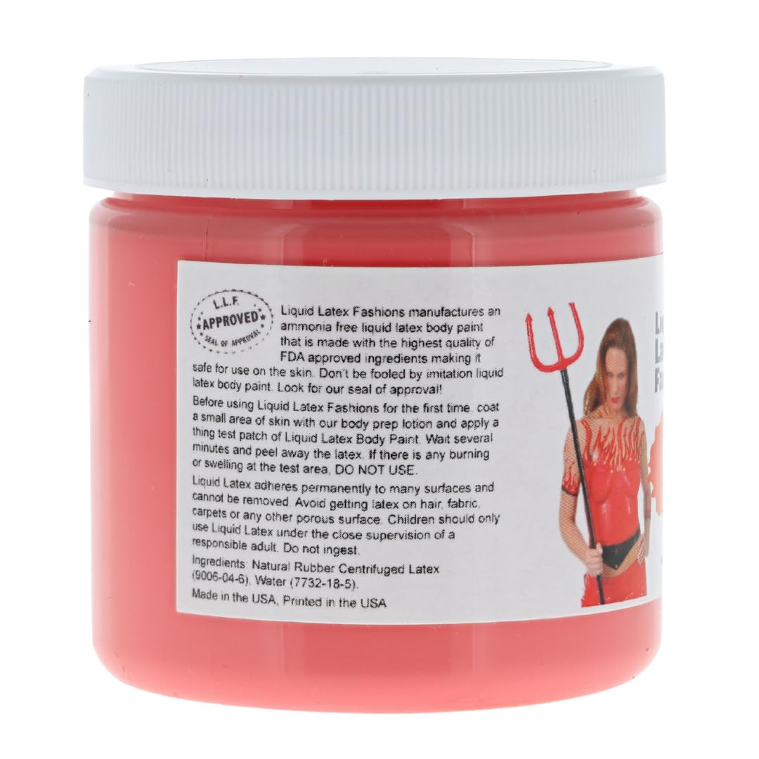 Red 4 Oz - Liquid Latex Body Paint, Ammonia Free No Odor, Easy On and Off, Cosplay Makeup, Creates Professional Monster, Zombie Arts, Devil Make Up