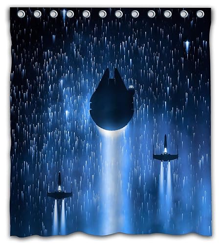 Weckim Custom Space Ship Waterproof Fabric Shower Curtain Cool Design for Bathroom Decoration Size 66x72 Inches