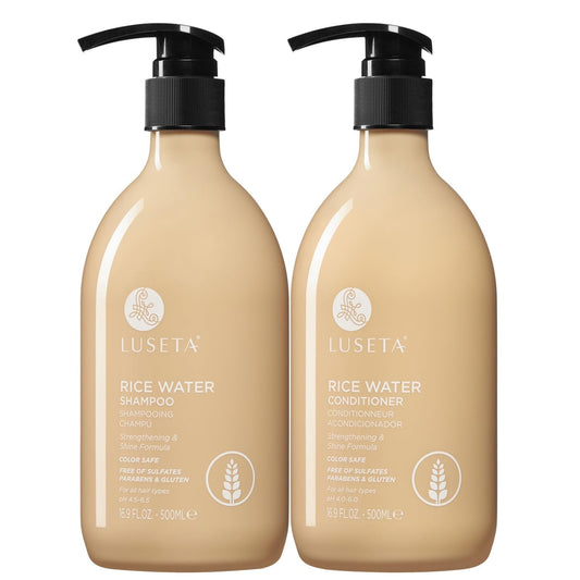Luseta Rice Water Shampoo and conditioner Set Strengthening & Nourishing Revitalizes Shine for All Hair Types Hydrating & Frizz Control for Women