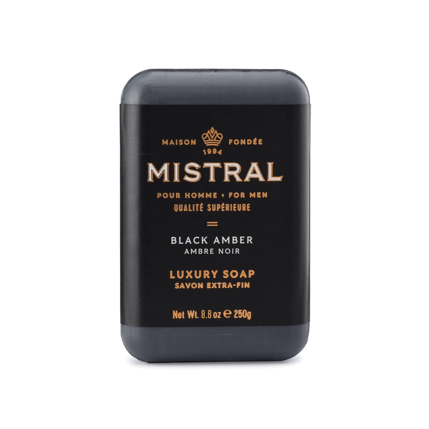 Mistral Black Amber Luxury Bar Soap for Men | Men’s Natural Soap Bar | Paraben, Phthalats Free | Moisturizing & Triple-Milled Natural Soap for Men