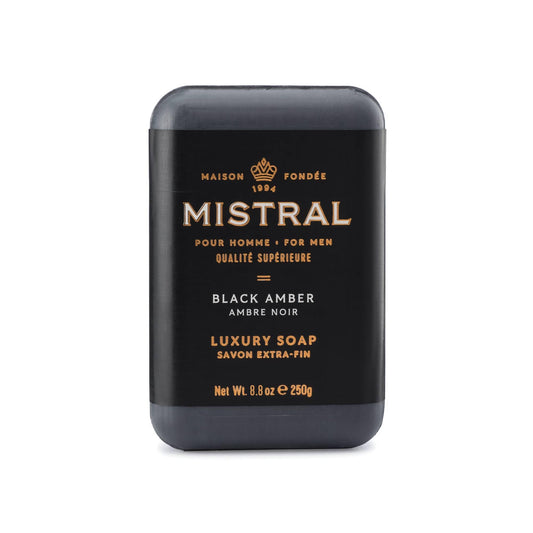 Mistral Black Amber Luxury Bar Soap for Men | Men’s Natural Soap Bar | Paraben, Phthalats Free | Moisturizing & Triple-Milled Natural Soap for Men