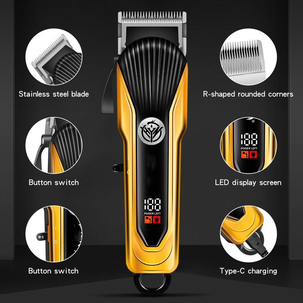 Professional Hair Clippers for Men, Cordless Rechargeable Trimmers Kit with LED Display,8W Power Motor, Electric Haircut Grooming Gift for Home Barber Beauty and Personal Care QDKVTNDJZ