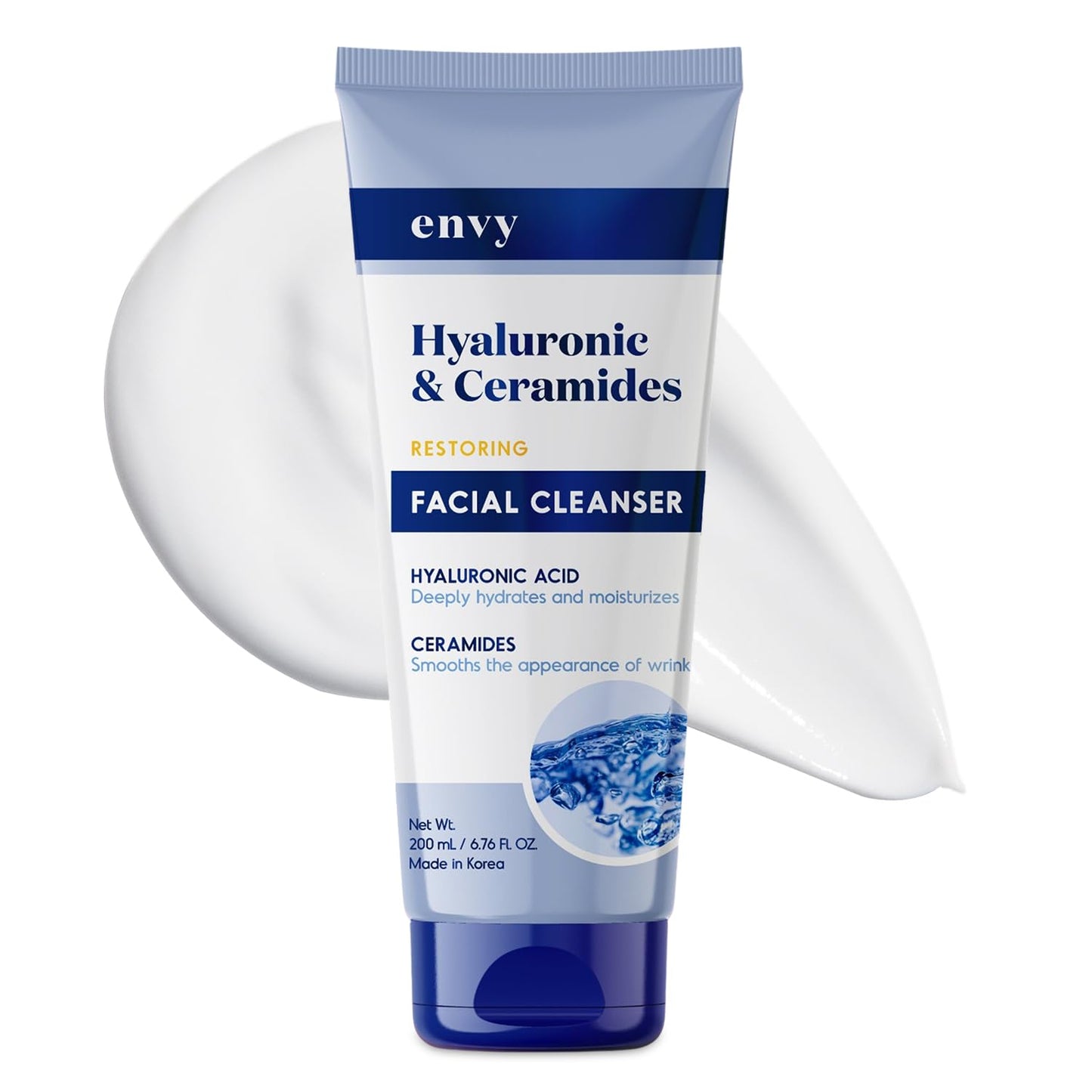 Envy Facial Cleanser with Hyaluronic Acid & Ceramides - Hydrating, Moisturizing & Radiance-Boosting - Clean, Cruelty-Free Korean Skin Care for All