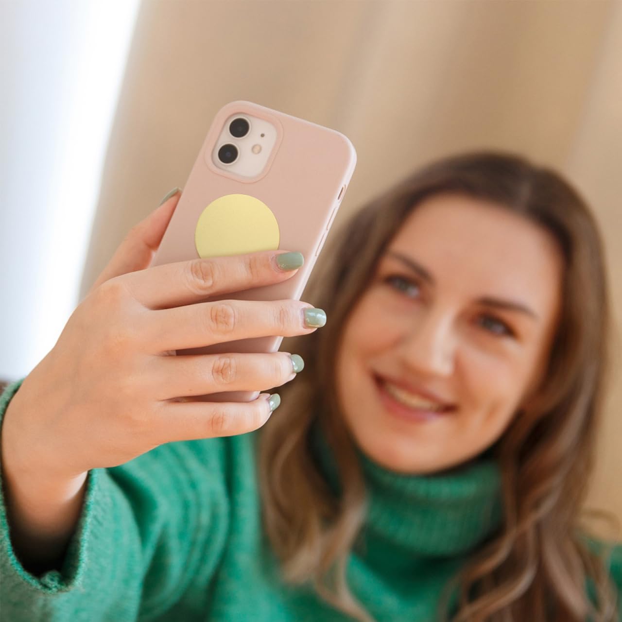 UKCOCO Adhesive Metal Plates, 10 Pack Round Magnetic Metal Plates Car Vehicle Mount Phone Holder Diameter 4cm (Gold)