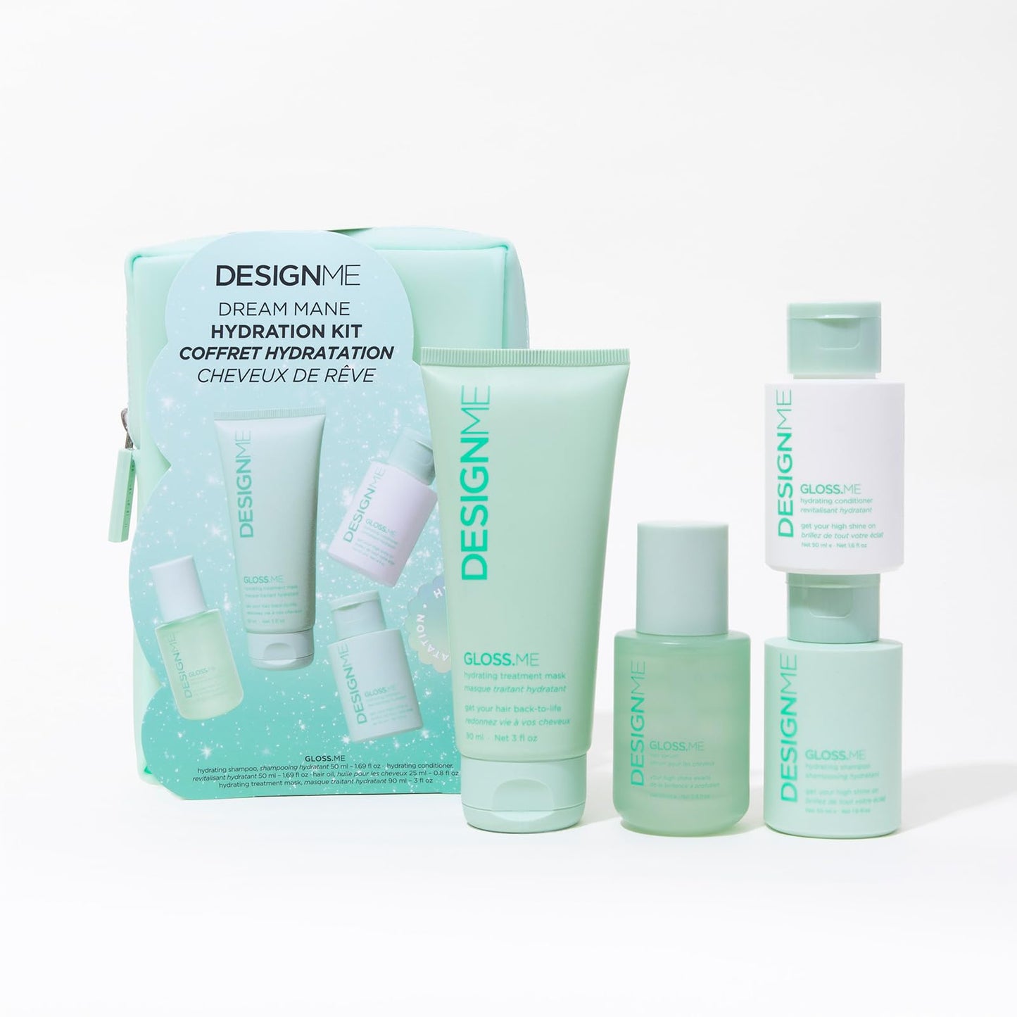 DESIGNME GLOSS.ME Hydration Kit |Moisturizing Shampoo, Conditioner, Mask & Hair Oil | With Argan Oil | For Dry & Frizzy Hair - Hydrating, Anti-Frizz