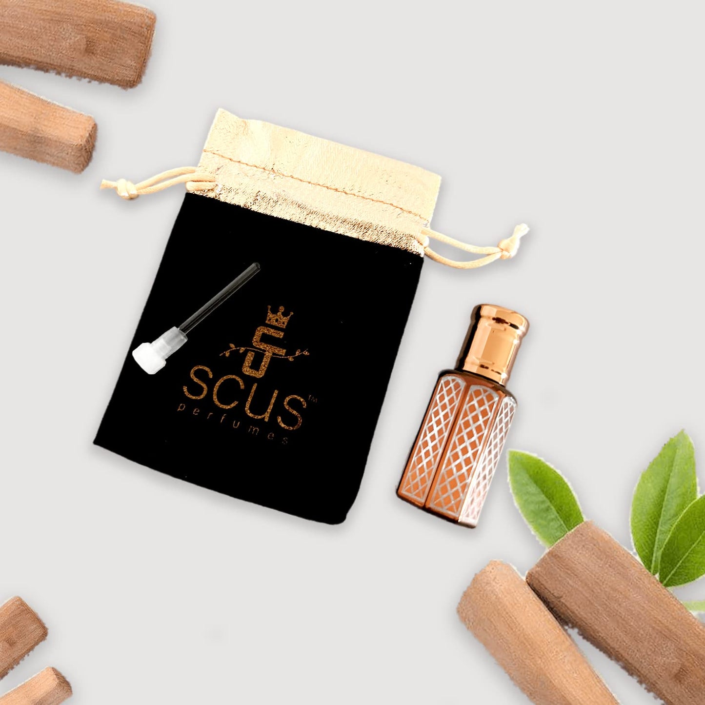 SCUS Perfumes Sandal Fragrance for Men & Women Woody Earthy Concentrated Perfume oil Long Lasting Fragrance Non-Alcoholic (Parfum 12ml with Velvet