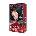 Revlon Colorsilk Beautiful Color Permanent Hair Color with 3D Gel Technology & Keratin, 100% Gray Coverage Hair Dye, Natural Blue Black, 1 Count (Pack