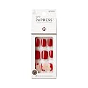 KISS imPRESS Press-On Manicure Fake Nails - Adore You, Short, Square, Red, Easy Press On, Chip Proof, Smudge Proof, Waterproof, No Dry Time Beauty & Personal Care imPRESS